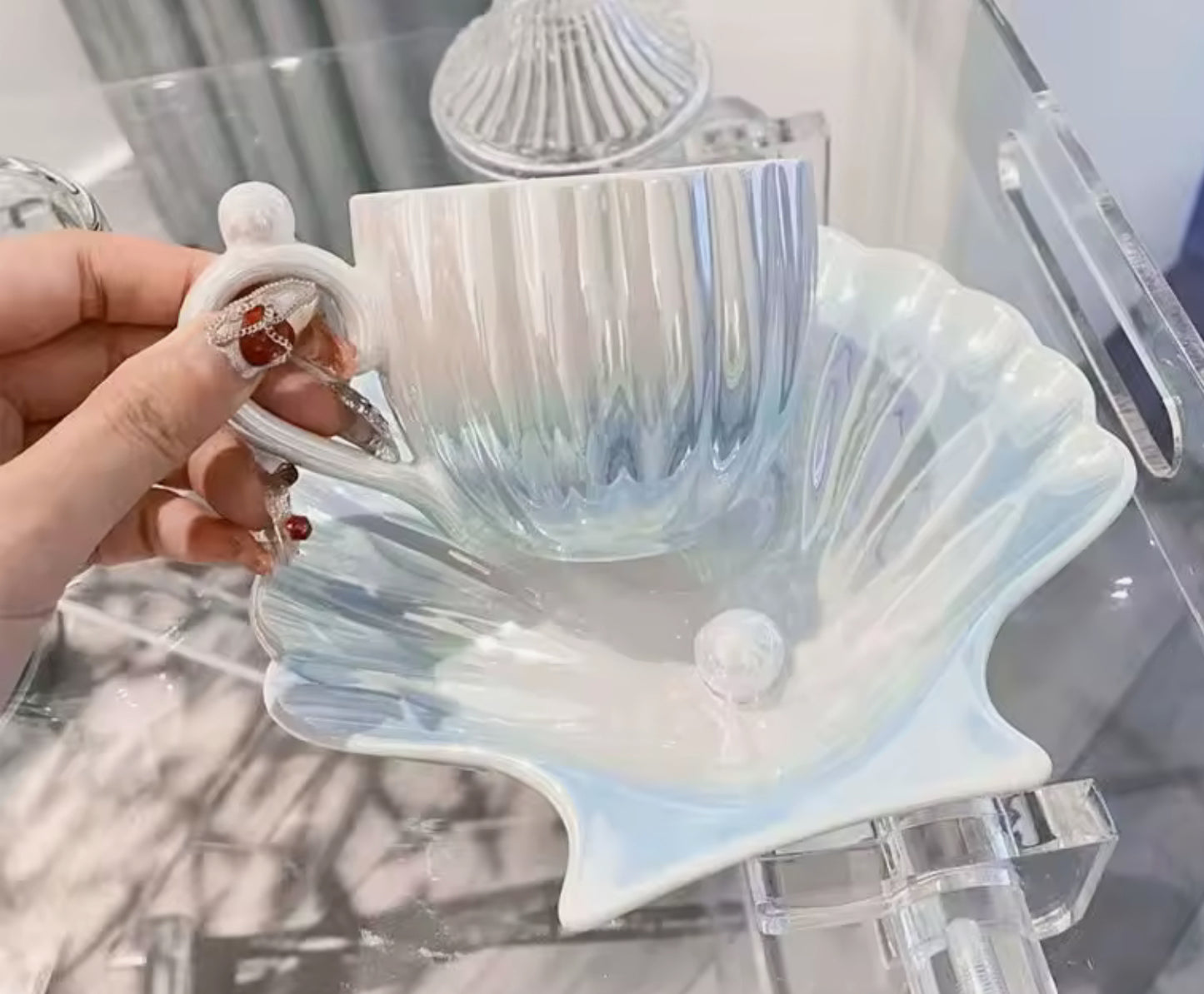 Taza y plato mermaid