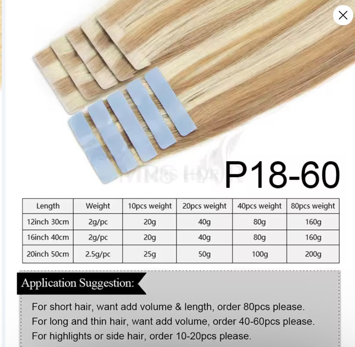 Extenciones de pelo natural adhesivas