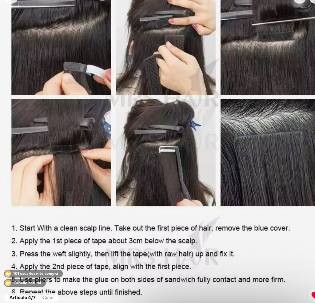 Extenciones de pelo natural adhesivas