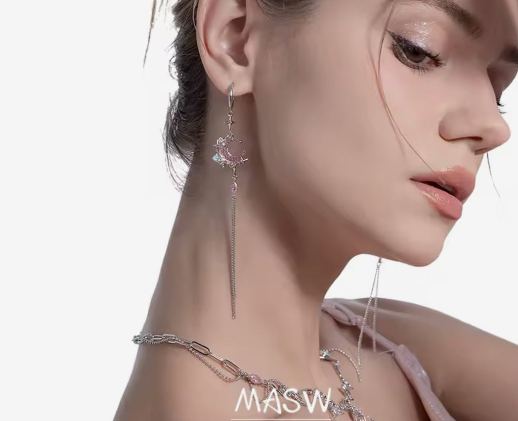 Pendientes luna plata