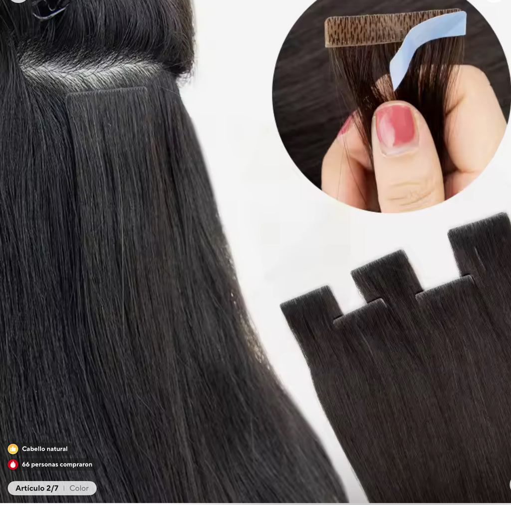 Extenciones de pelo natural adhesivas